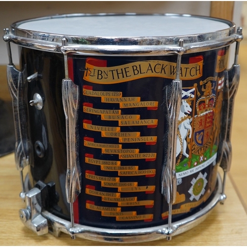 255 - A modern ERII Royal Highland Regiment military side drum by Premier, 35.5cm diameter skin. Condition... 