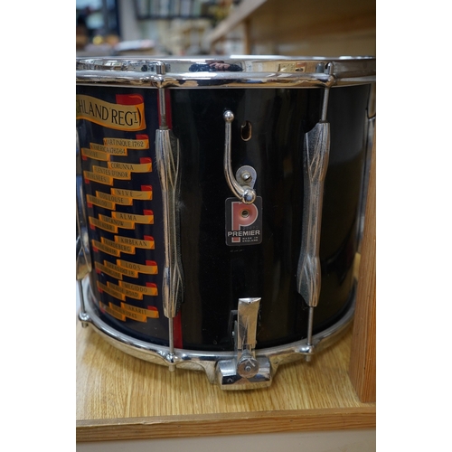 255 - A modern ERII Royal Highland Regiment military side drum by Premier, 35.5cm diameter skin. Condition... 