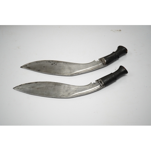 273 - Two military kukri; one with blade stamped with British government ownership mark and issue date Feb... 