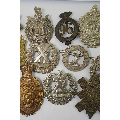 284 - Fourteen Glengarry badges, cap badges, etc. including; 96th Regiment of Foot, Royal Scots Fusiliers,... 