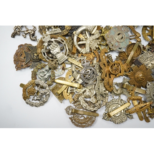 286 - Sixty military cap badges, including; the Hampshire regiment, the South Lancashire Regiment, Prince ... 