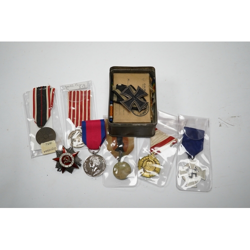 289 - Fifteen British, German, etc. military medals including; a First World War medal pair to DVR. A.E. H... 