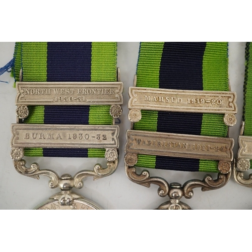 292 - Five George V India General Service Medals; a medal for Mahsud 1919-20 and Waziristan 1921-24 awarde... 