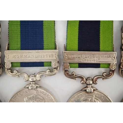 292 - Five George V India General Service Medals; a medal for Mahsud 1919-20 and Waziristan 1921-24 awarde... 