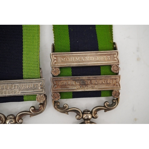 292 - Five George V India General Service Medals; a medal for Mahsud 1919-20 and Waziristan 1921-24 awarde... 