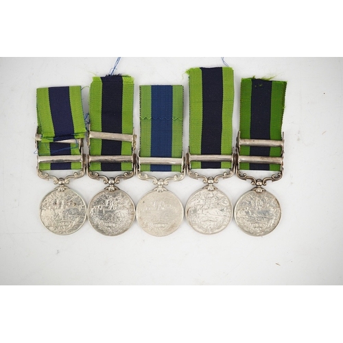 292 - Five George V India General Service Medals; a medal for Mahsud 1919-20 and Waziristan 1921-24 awarde... 