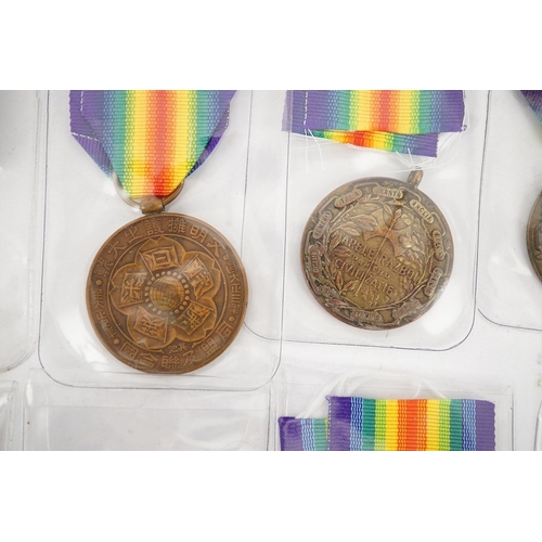 293 - Nineteen First World War allied nations Victory Medals; Four Italy allied Victory Medals,Three U.S. ... 