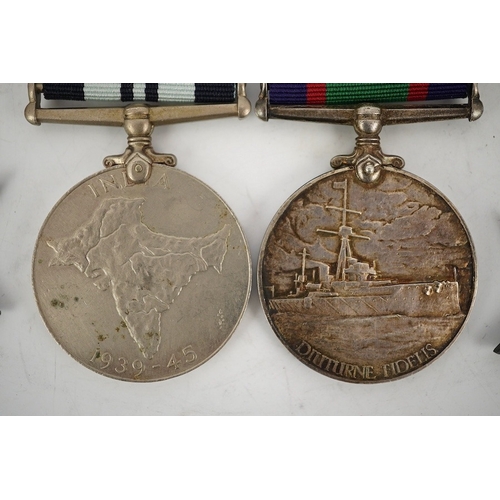 298 - Seven WWII medals and stars; The Burma Star with a clasp for Pacific,The Africa Star with a clasp fo... 