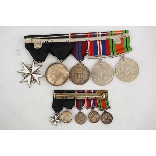 301 - A WWII and later medal group of five medals, together with its miniature set, comprising; The Defenc... 