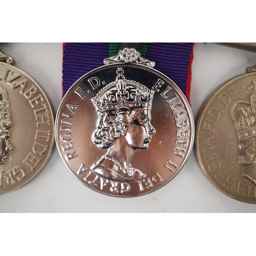 308 - Four ERII military medals; The Gulf Medal with clasp for 15 Jan to 28 Feb 1991, awarded to MM4 AA Mi... 