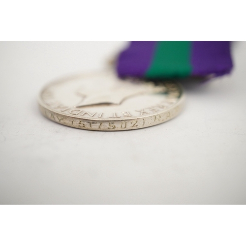 309 - Four George VI General Service Medals; a medal for Palestine awarded to 527328 A.C.I. R.A. Jones R.A... 