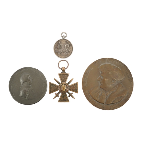 310 - Four medals; an Admiral Hood 1795 Naval Action off the Isle de Groix Lord Bridport bronze medal, obv... 