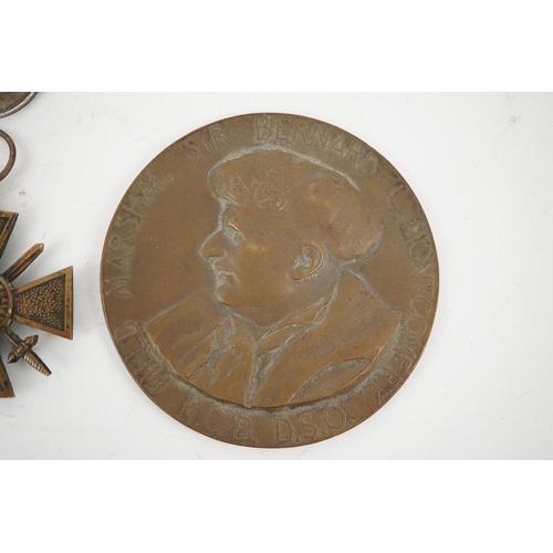 310 - Four medals; an Admiral Hood 1795 Naval Action off the Isle de Groix Lord Bridport bronze medal, obv... 