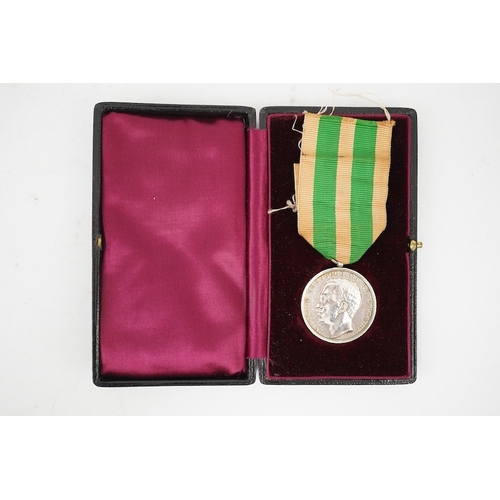 311 - A cased Italy, Kingdom. Messina Earthquake Medal 1908, awarded to J. Stringer? (Worn), A.B. 18254 H.... 