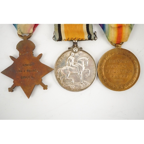 312 - Seven First World War medals, including a Military Medal (MM) group comprising of an MMand a 1914 St... 