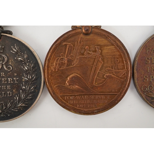 312 - Seven First World War medals, including a Military Medal (MM) group comprising of an MMand a 1914 St... 