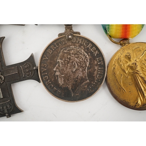 313 - A George V First World War Military Cross (MC) medal group, comprising of a military cross, British ... 