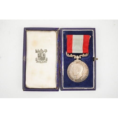 317 - A cased George VI Rocket Apparatus Volunteer Medal Long Service Medal awarded to Harry Charles Palme... 