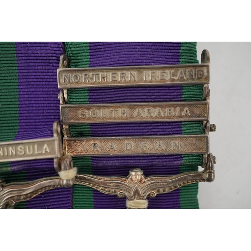 319 - A QEII medal pair, both General Service Medals, awarded to P.K.R. Ross, one medal awarded whilst he ... 