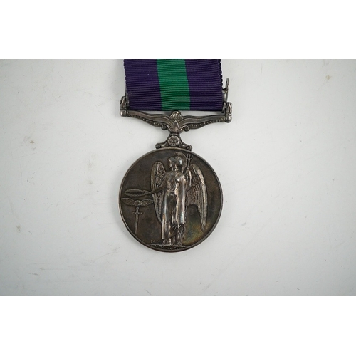 321 - An ERII General Service medal, awarded to 14473980 SGT. D.W. Tedder. R.A., with a clasp for Cyprus. ... 