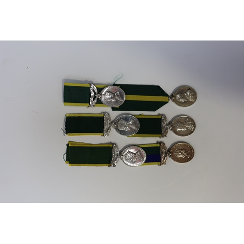 336 - Six assorted Efficiency medals; GV (C) India to Pte.F.S.Slee,1 E.I.RY.R.,A.F.I.;GV (A) Territorial t... 