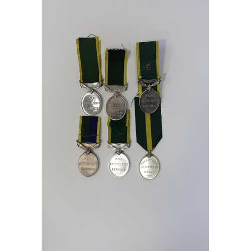 336 - Six assorted Efficiency medals; GV (C) India to Pte.F.S.Slee,1 E.I.RY.R.,A.F.I.;GV (A) Territorial t... 