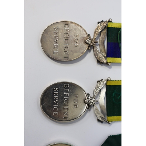 336 - Six assorted Efficiency medals; GV (C) India to Pte.F.S.Slee,1 E.I.RY.R.,A.F.I.;GV (A) Territorial t... 