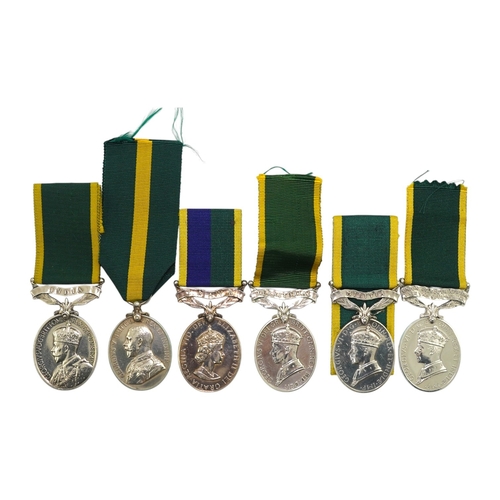 336 - Six assorted Efficiency medals; GV (C) India to Pte.F.S.Slee,1 E.I.RY.R.,A.F.I.;GV (A) Territorial t... 