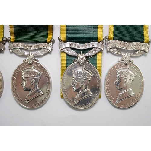 336 - Six assorted Efficiency medals; GV (C) India to Pte.F.S.Slee,1 E.I.RY.R.,A.F.I.;GV (A) Territorial t... 