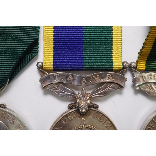 336 - Six assorted Efficiency medals; GV (C) India to Pte.F.S.Slee,1 E.I.RY.R.,A.F.I.;GV (A) Territorial t... 