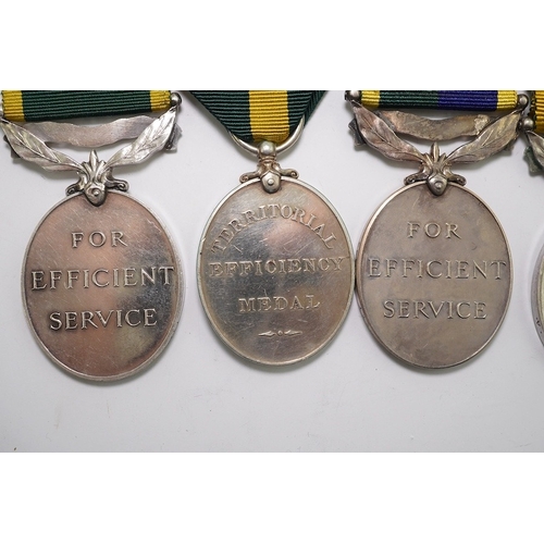 336 - Six assorted Efficiency medals; GV (C) India to Pte.F.S.Slee,1 E.I.RY.R.,A.F.I.;GV (A) Territorial t... 