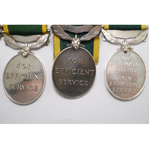 336 - Six assorted Efficiency medals; GV (C) India to Pte.F.S.Slee,1 E.I.RY.R.,A.F.I.;GV (A) Territorial t... 