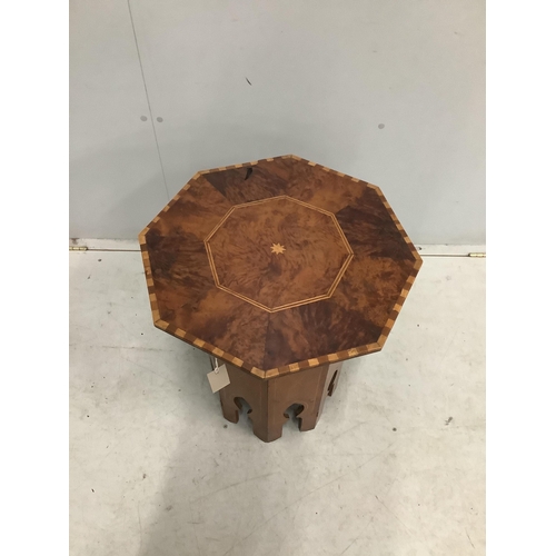 34 - A Moorish style octagonal occasional table, width 48cm, height 57cm. Condition - poor to fair