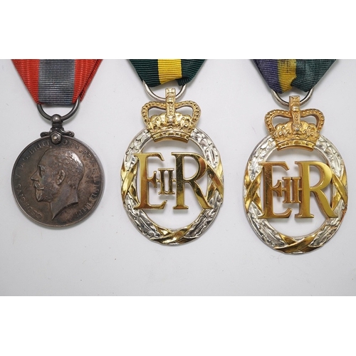 340 - Three assorted service medals; Imperial Service medal to Henry Chillingworth; Territorial Efficiency... 