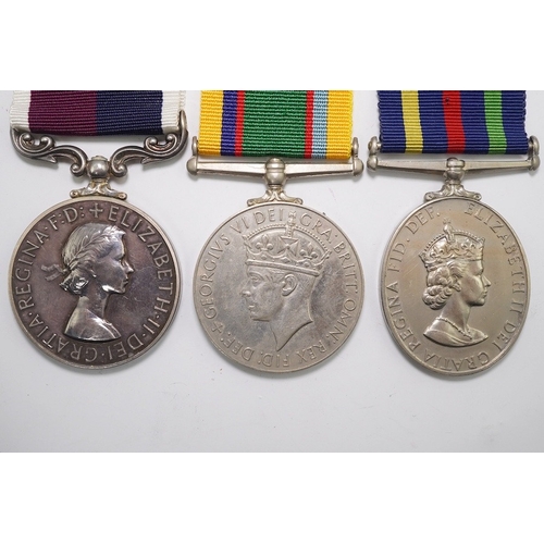 343 - Three assorted service medals; GVI Cadet Forces medal to ACT. FG. Off. A. Liddell R.A.F.V.R (T); ERI... 