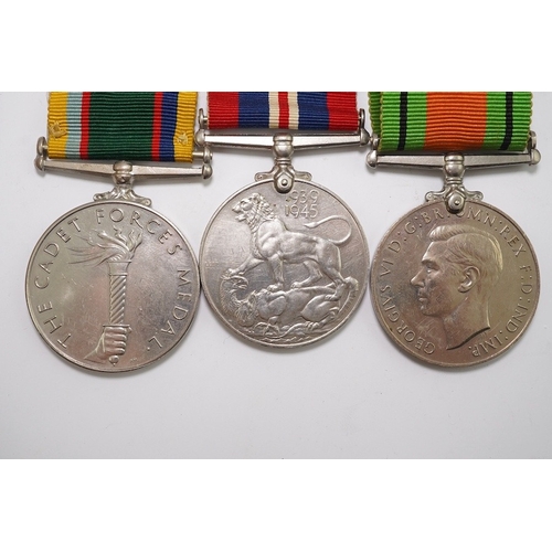 344 - A group of assorted medals; WW2/ERII Cadet Forces medal group of 3  with two clasps to Fg.Off.W.K.Wi... 