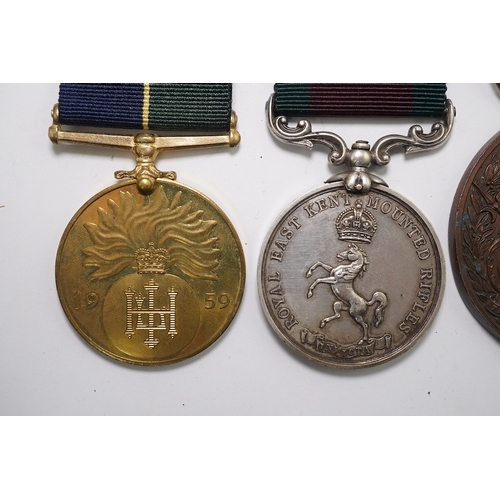 345 - Four assorted medals; Royal East Kent Mounted Rifles Best Turned Out Troop 1901-1902-1903 Trooper Ha... 