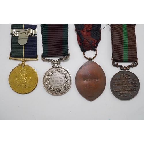 345 - Four assorted medals; Royal East Kent Mounted Rifles Best Turned Out Troop 1901-1902-1903 Trooper Ha... 