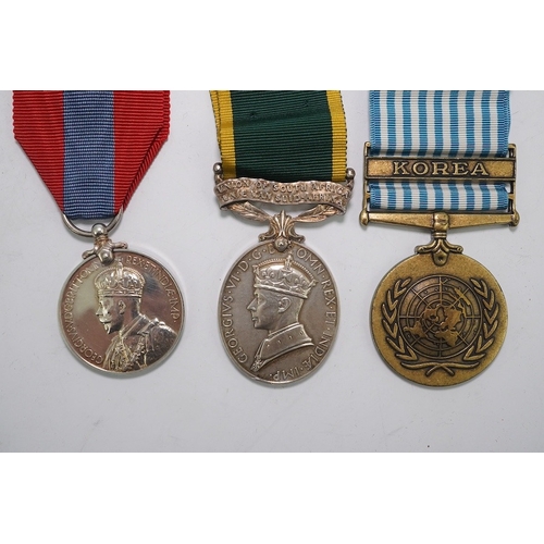 348 - Three assorted medals; GVI (B) Union of South Africa Efficiency medal to S/Sgt.L.Gray S.A.C.S.; GV I... 