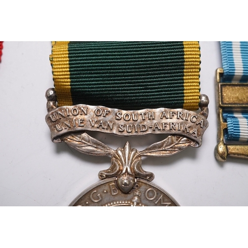 348 - Three assorted medals; GVI (B) Union of South Africa Efficiency medal to S/Sgt.L.Gray S.A.C.S.; GV I... 