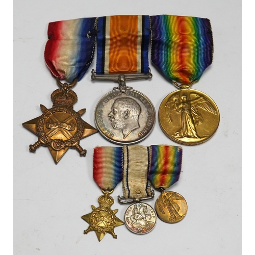 353 - A First World War medal trio awarded to the Rev. P.C.T. Crick A.C.D., together with the miniature se... 