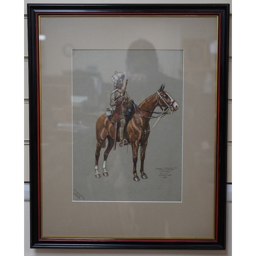 357 - T. Ivester Lloyd (1873-1942), watercolour, 'Queen Victoria's Own Corps of Guides (Cavalry) Sowar Mar... 