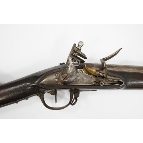 359 - An 18mm French military flintlock musket, lock engraved St. Etienne Manufre Royale, regulation lock ... 