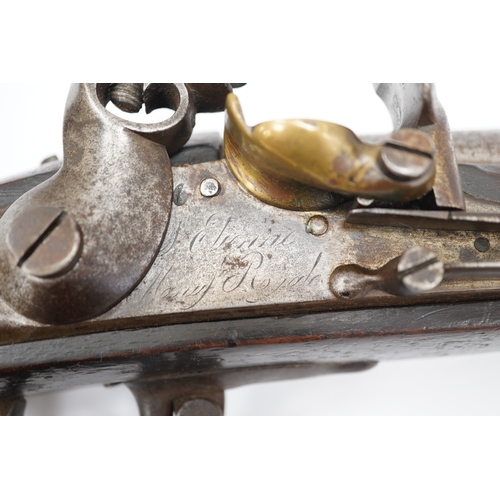 359 - An 18mm French military flintlock musket, lock engraved St. Etienne Manufre Royale, regulation lock ... 