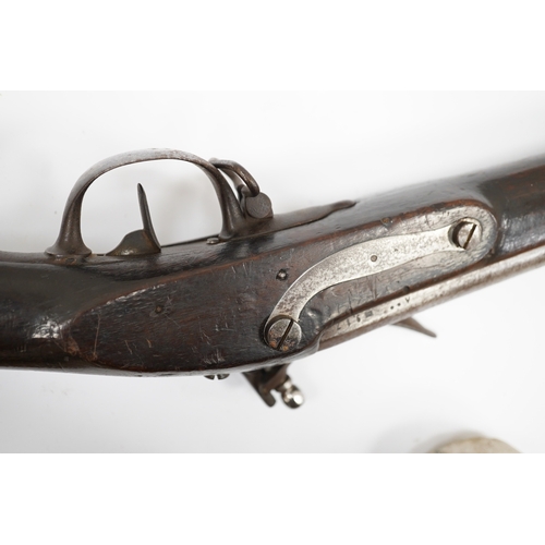 359 - An 18mm French military flintlock musket, lock engraved St. Etienne Manufre Royale, regulation lock ... 