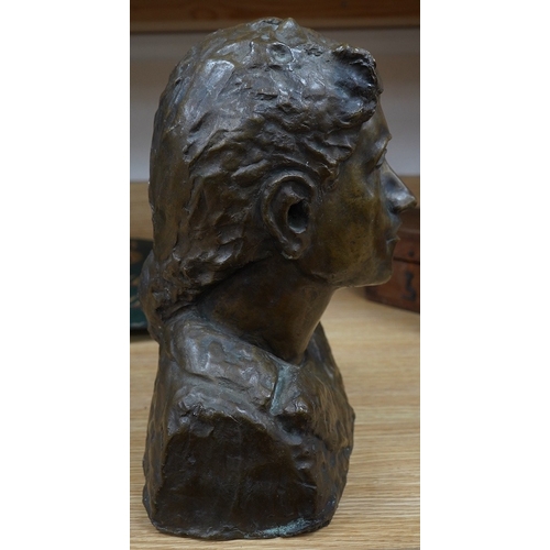 400 - Hermann Haller (1880-1950), bronze bust of a lady, 36.5cm. Condition - good