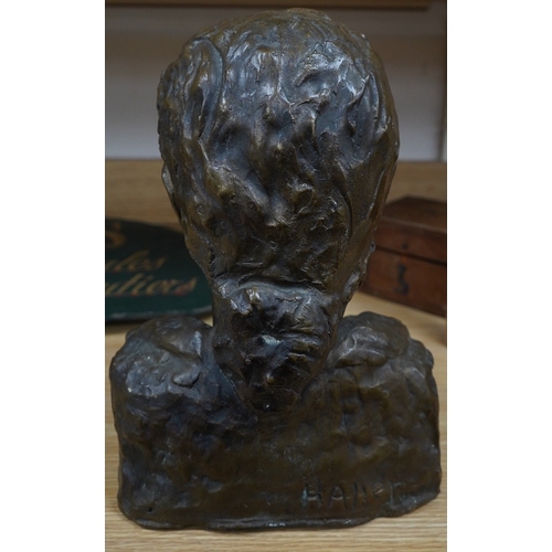 400 - Hermann Haller (1880-1950), bronze bust of a lady, 36.5cm. Condition - good