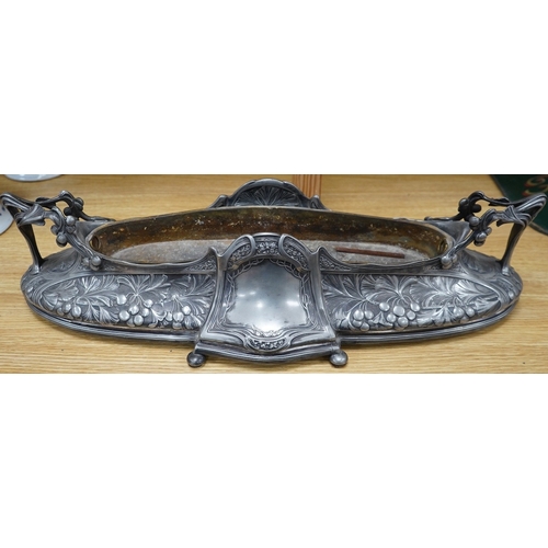 402 - An early 20th Century German Art Nouveau B & G Imperial centrepiece, 63.5cm long. Condition - fair t... 