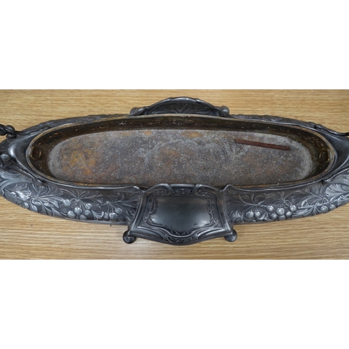 402 - An early 20th Century German Art Nouveau B & G Imperial centrepiece, 63.5cm long. Condition - fair t... 