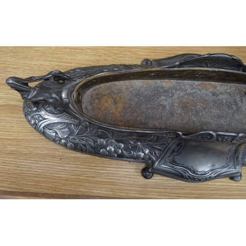 402 - An early 20th Century German Art Nouveau B & G Imperial centrepiece, 63.5cm long. Condition - fair t... 